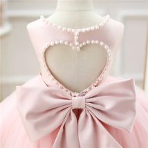 Rosa Spitze Prinzessin Kleid Perlen Baby Mädchen Taufe Kleider für Taufe Abend Baby Infant Neugeborenen Hochzeit Geburtstag Outfits