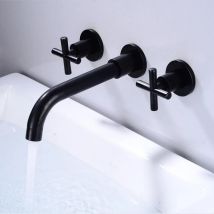 Miscelatore per lavabo da bagno a parete con doppia maniglia in ottone nero Rubinetto con finitura cromata calda e fredda con opzioni in oro bianco/lucido