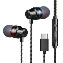 TIPO C USB Auricolare cablato Metallo Super Bass Stereo Musica HIFI Sport Auricolare con MIC Bass per cuffie Xiaomi Huawei