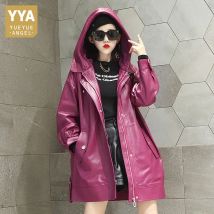 Designer Frauen Lose Fit Hoody Midi Lange Jacke Harajuku Hip Hop Lose Outwear Graben Mantel