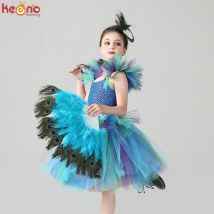 Mädchen Royal Peacock Tutu Kostüm Kinder Pfau Prinzessin Karneval Kostüm Ballerina Halloween Geburtstag Party Mädchen Tutu Kleid