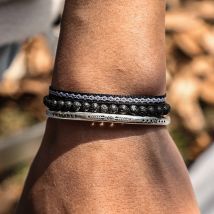 Böhmen Natürliche Vulkanstein Perlen männer Armbänder Silber Farbe Feder Einfachheit Armband Tibetischen Glück Knoten Seil Schmuck
