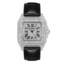 Top Brand Luxury Watch Women Quartz Waterproof Fully Diamond Ladies Watch Silver Square Couple Watches With Rhinestone