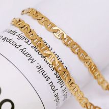 MxGxFam (50/60 cm x 3/4/5,5/7 mm) Gelbgoldfarbene lange flache Halsketten für Herren, Modeschmuck, blei- und nickelfrei