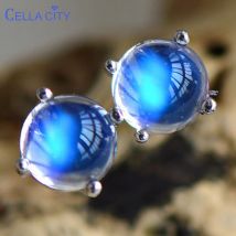 Cellacity Runde Blau mondstein Opal Stud Ohrringe Für Frauen 925 Sterling Silber Schmuck Nette Ohrringe großhandel geschenk