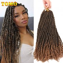 TOMO 12 18 24 inch Pre-twisted Passion Twist Crochet Hair Pre-looped Bohemian Curly Braids Synthetic Braiding Hair Extensions