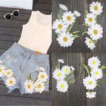 1 Set neue Sonnenblumen-Stickerei-Patches für Kleidung, Kleidung, Aufkleber, Streifen, zum Aufnähen, Kleid, Applikation, DIY-Lochreparatur