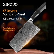 XINZUO 7.3 ''Zoll Cleaver Messer Damaskus Stahl Ergonomie & Komfortable Griff Küchenmesser Haushalt