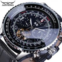 Jaragar Pilot Design Skeleton Automatikuhr Herren Tourbillon Datum Multifunktions mechanisch echtes