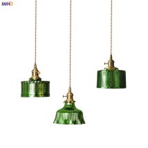 IWHD Nordic Grün Glas LED Anhänger Lichter Kupfer Schalter Schlafzimmer Bar Coffe Moderne Hängende