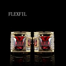 FLEXFIL Luxury shirt cufflinks for men's Brand cuff buttons cuff links gemelos High Quality crystal wedding abotoaduras Jewelry