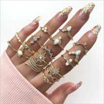 Mode Geometrische Knuckle Ringe set Für Frauen Kristall Gold farbe Finger Ring Boho Damen hochzeit Schmuck Geschenk