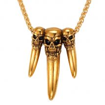 ChainsPro Skull Spike Necklaces & Pendants Gold/Black Color Stainless Steel Punk Rock Statement Necklace Women Men Jewelry P029