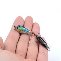 1PCS Mini Metal VIB 4.8g 3.2cm Fishing Lure Hard Bait with Feather Jig Wobbler Crankbait 3D Eyes Bait Fishing Tackle