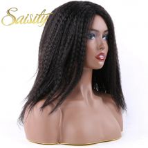 Saisity Ombre Verworrene Lockige Afro Haar Perücken Synthetische Perücke Für Frauen Medium Teil Frauen Schwarz Natürliche Weibliche Perücken