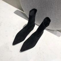 Mode Neue Wildleder Stretch Socken Stiefel Frauen Schuhe Schlupf Knöchel Stiefel Frühling Winter Eleganten Platz High Heels Schuhe Weibliche 33 34 43