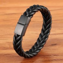 XQNI Klassischer Stil, Neujahrsgeschenk, 6 Optionen, Edelstahl, Leder, Herrenarmband, mehrfarbig, Magnetschnalle, DIY-Größe, individuelles Logo
