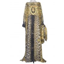 Ramadan Plus Voll bedrucktes SIlk-Kaftan-Kleid, afrikanische Kleidung für Frauen, wunderschönes, kurzärmliges Maxikleid mit Rundhalsausschnitt und Hijab