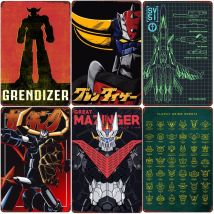 Classic Anime Robots Targa in metallo vintage Decorazione della parete della stanza di casa per animazione di fantascienza Poster in metallo Regalo per Mecha Fan ZSS89