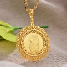 Big Dubai Afrika Schöne Frau Kupfer Gold Farbe Halskette für Männer Frauen Gold Farbe Kette Halskette Schmuck