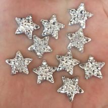 50 Stück 16 mm Harz Silber Stern Flatback Strass Applikation DIY Hochzeit Scrapbook Ornament Handwerk SF216