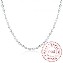 Frau Feine Schmuck 925 Sterling Silber Flache ROLO Kette Halskette Charme 2MM Breite Silber Halskette 16 "18" 20 "22" 24"