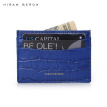Hiram Beron Peronalized Initials Custom Slim Wallet Blau Italienisch geprägtes Kroko-Leder Kartenhalter Mann Geschenk Dropship