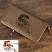 Bild-Geldbörse, Business-Männer, lange Clutch mit großer Kapazität, mehrere Kartenpositionen, individuelle Foto-Gravur, Text, Geburtstagsgeschenk-Geldbörse