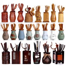 Kungfu Tea Set Accessories, Tea Ceremony, Six Gentlemen Whole Set, Black Sandalwood, Solid Wood Tea Clip, Bamboo Tweezers