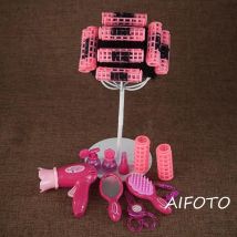 Neugeborenen fotografie requisiten Dauerwelle stangen kappe + elektrische haar trockner + kamm + spiegel + lippenstift + pantoffel set begrenzte edition baby foto schießen