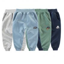 2024 1-9 Years Boy Trousers Children 100% Cotton Car Cartoon Long Sport Pants Baby Kids Spring Autumn Casual Sweatpants