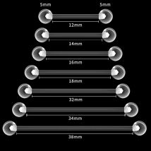 10PCS 12-38mm Clear Acrylic Piercings Retainers Flexible Tongue Ring Bioflex Plastic Nipple Piercing Barbell Industrial Earring