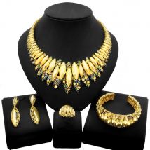 Yulaili Elegante wunderschöne amerikanische Messing Stein Zirkonia Kristall Halskette Armband