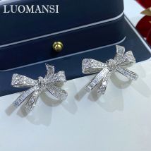 Luomansi Super blinkende Schleife Diamant S925 Silber Ohrringe edlen Schmuck Hochzeit Party