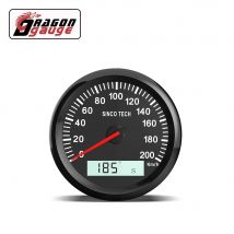 「DRAGON」 85 mm Universal-GPS-Tachometer, Zeiger, LCD-Display, Kilometerzähler, 200 km/h, mit GPS-Antenne für 12 V, 24 V, Auto, Motorrad, Boot usw