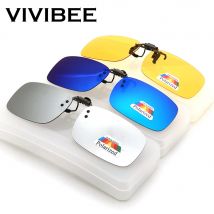 VIVIBEE Spiegel Blau Flip Up Clip auf Sonnenbrille Angeln Männer Quadratische Polarisierte Linse Metall Nachtsicht Fahren UV400 Frauen Gläser