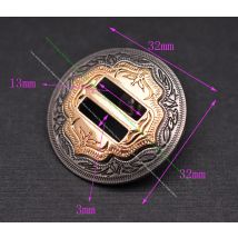 6X Western Cowboy Gold Sliver Saddles Tack Headstall Bridle Leathercraft Belt Hatband Slotted Conchos Buckle  1-1/4"
