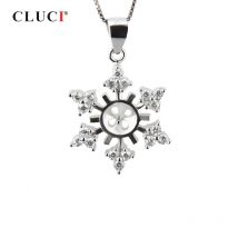 CLUCI 925 Sterling Silver Snowflake Shaped Pearl Pendant Mounting Silver 925 Charms Pendant Women Fine Jewelry SP080SB