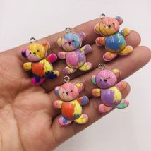 New Arrival Colorful Bear Cute Resin Charms Pendant for Earring, Fashion Keychain Jewelry Accessory DIY
