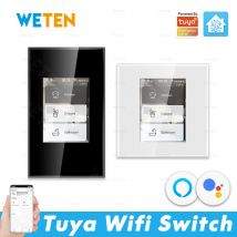 LCD Smart Wifi Wandlichtschalter Tuya Smart Life App, Energieüberwachung Unterstützung Home