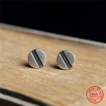 MKENDN 100% 925 Sterling Silber Weibliche Schraube Ohrringe Hypoallergen Einfache Nagel Männer Personalisierte Punk Straße Stud Ohrringe