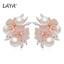 925 Sterling Silber Mode Neue Stil Hohe Qualität Zirkon Shell Perle Blume Clip Ohrringe frauen Hochzeit Luxus Schmuck