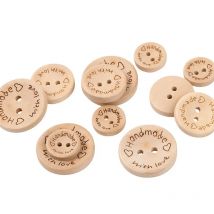50 Stück 2-Loch-Knöpfe aus natürlichem Holz, handgefertigt mit Liebe, Holzknöpfe für Scrapbooking, Basteln, DIY, Babykleidung, Nähzubehör