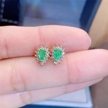 3*5mm Natürliche Smaragd-Ohrringe für Damen Grüner Edelstein-Schmuck Kostengünstige Sterling Silber 925 Ohrstecker