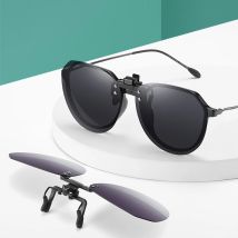 VIVIBEE Occhiali da sole con clip ribaltabili di grandi dimensioni, lenti grigie sfumate polarizzate, guida oversize, protezione UV400, accessorio da pesca