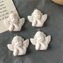 10pcs 3D White Wing Angel Resin Charms For Jewelry Make Findings Kawaii Girl Necklace Pendant Eardrop Earrings Accessory