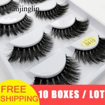 LANJINGLIN 10 boxes / lot mink eyelashes natural long false eyelashes 100% handmade soft 3d mink lashes makeup faux cils G811