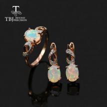 TBJ, Neuer natürlicher Äthiopien-Opal, oval, 6 x 8 mm, Edelstein, 925er Sterlingsilber, Ring,