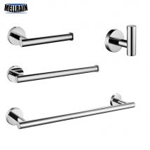 Set di accessori per il bagno con specchio brillante, portasciugamani rotondo, porta carta igienica, anello per asciugamani, gancio per accappatoio, in acciaio inossidabile fai da te