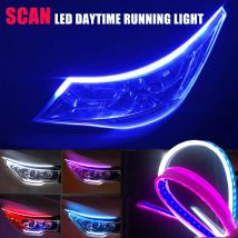 2pcs Led DRL Daytime Running Lights Flexible Car Light Accessories Turn Signal Yellow Brake Side Lights Headlights Strip 12v